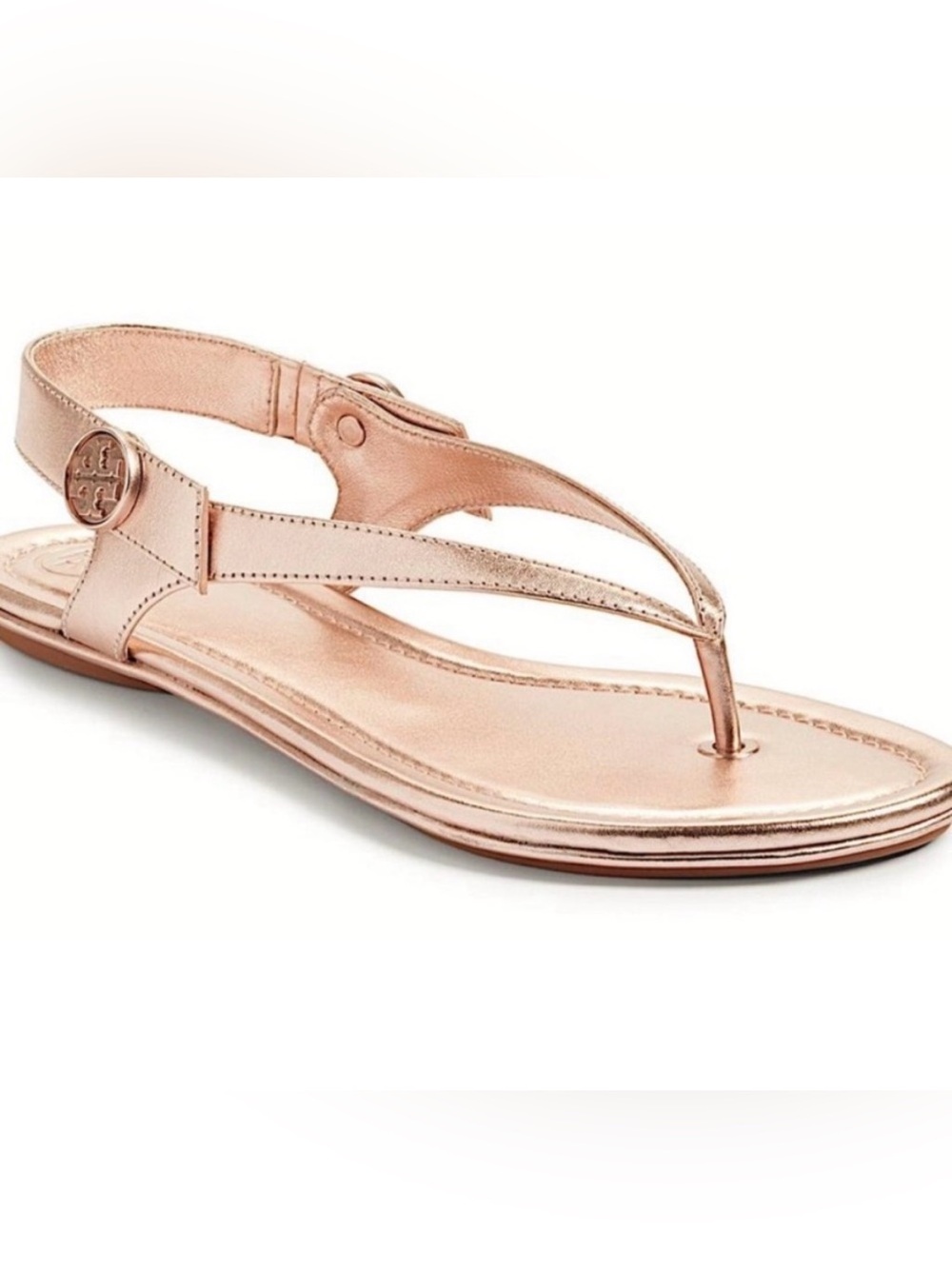 Tory Burch Minnie Rose Gold Travel Thong Sandal. Size 10